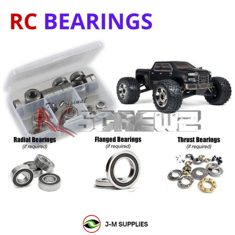 J-M SUPPLIES - RCScrewZ Rubber Shielded Bearings arrm013r for Arrma RC Nero Big Rock 6s 1/8th RC Car | UPG - 