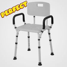 J-M SUPPLIES - Rhythm Healthcare Portable Bath Seat & Shower Chair, White, with Backrest, Padded Arms, Aluminum - B2250WH