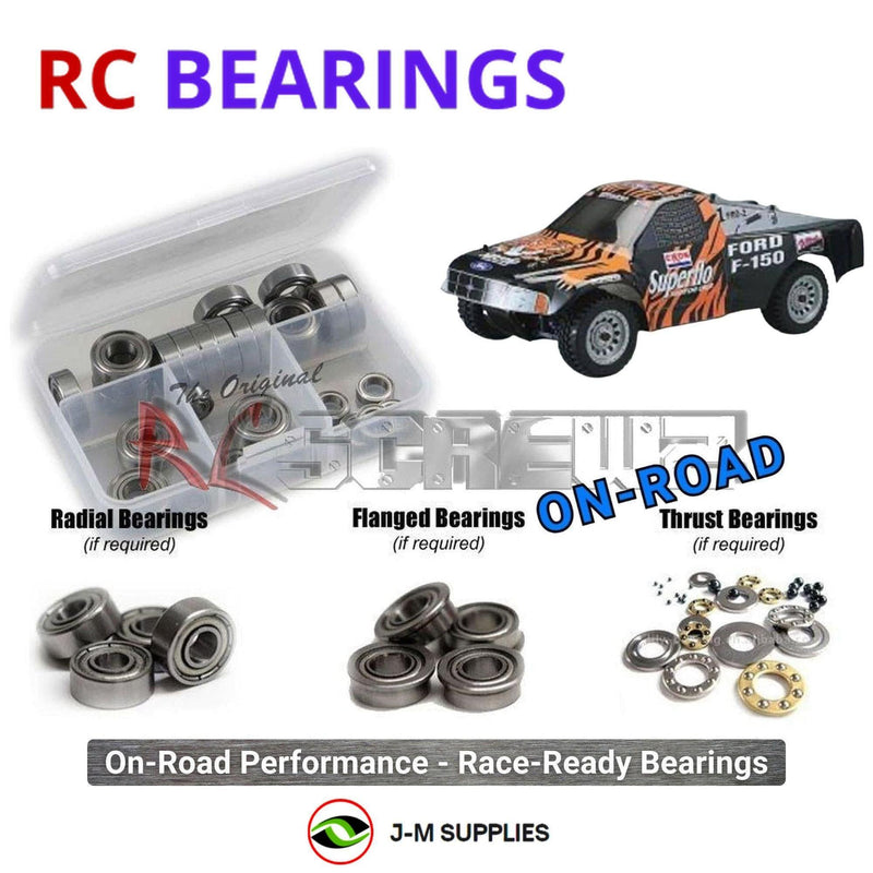 Representative image of an RCScrewZ metal-shielded bearing kit for Kyosho Landmax GP20 F-150 1/8 Nitro 4WD Truck (31982); exact bearing sizes and quantities vary by RC model.