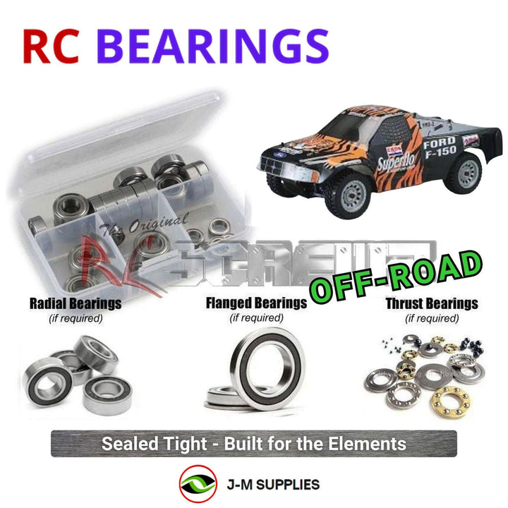 Representative image of an RCScrewZ rubber-sealed bearing kit for Kyosho Landmax GP20 F-150 1/8 Nitro 4WD Truck (31982); exact bearing sizes and quantities vary by RC model.