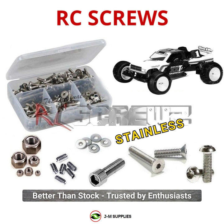 Representative image of an RCScrewZ stainless steel screw kit for Team Losi XX-T CR/GP 1/10 Electric 2WD Truck (LOSA0071, LOSA0072); exact kit contents vary by RC model.