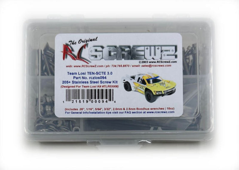 RCScrewZ Stainless Steel Screw Kit los094 for Team Losi Racing TEN-SCTE 3.0 Race Kit 1/10 Electric 4WD Short Course Truck (TLR03008) | SET