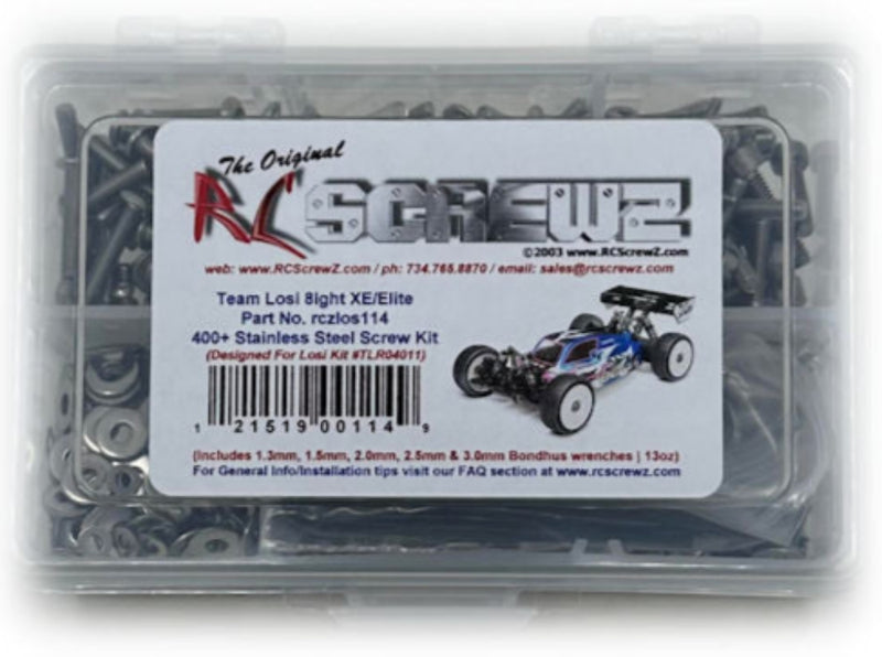 RCScrewZ Stainless Steel Screw Kit los114 for Team Losi Racing 22 5.0 DC Elite / 8IGHT-XE Race Kit 1/10 and 1/8 Electric 2WD/4WD Buggy (TLR03022, TLR04008) | SET