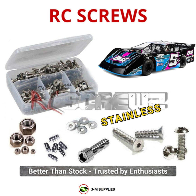 Representative image of an RCScrewZ stainless steel screw kit for Losi 22S Dirt Late Model 1/10 Electric 2WD Race Car (LOS-2167); exact kit contents vary by RC model.