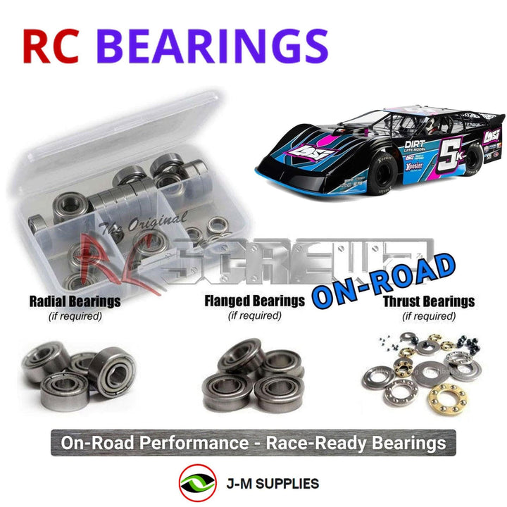 Representative image of an RCScrewZ metal-shielded bearing kit for Losi 22S Dirt Late Model 1/10 Electric 2WD Race Car (LOS-2167); exact bearing sizes and quantities vary by RC model.