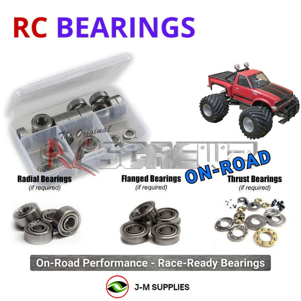 Representative image of an RCScrewZ metal-shielded bearing kit for Marui Big Bear Datsun 2WD 1/12 Electric Monster Truck MT-59-RC-4; exact bearing sizes and quantities vary by RC model.