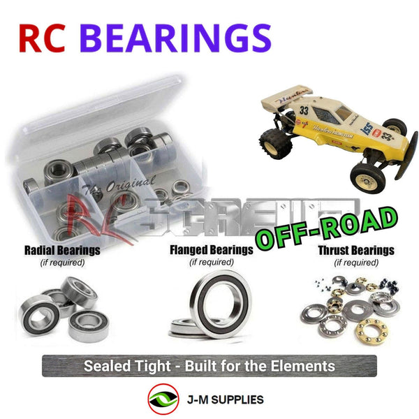 Representative image of an RCScrewZ rubber-sealed bearing kit for Marui Hunter 2WD 1/10 Electric Off-Road Racing Buggy (MT59-RC3); exact bearing sizes and quantities vary by RC model.