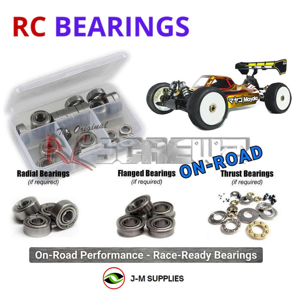 Representative image of an RCScrewZ metal-shielded bearing kit for Mayako MX8E-24MPC/24R 1/8 Electric Buggy (MYE0377-24R); exact bearing sizes and quantities vary by RC model.