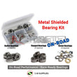 RCScrewZ metal shielded RC bearing kit main image for on-road performance with sample bearing case and bearing types