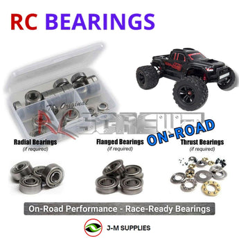 Representative image of an RCScrewZ metal-shielded bearing kit for MJX Hyper Go 1/10 4WD Electric Monster Truck (10208 V2); exact bearing sizes and quantities vary by RC model.