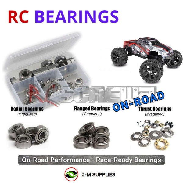 Representative image of an RCScrewZ metal-shielded bearing kit for Redcat Terremoto V2 1/8 Brushless 4WD MT (RERTERREMOTO-V2-RED); exact bearing sizes and quantities vary by RC model.