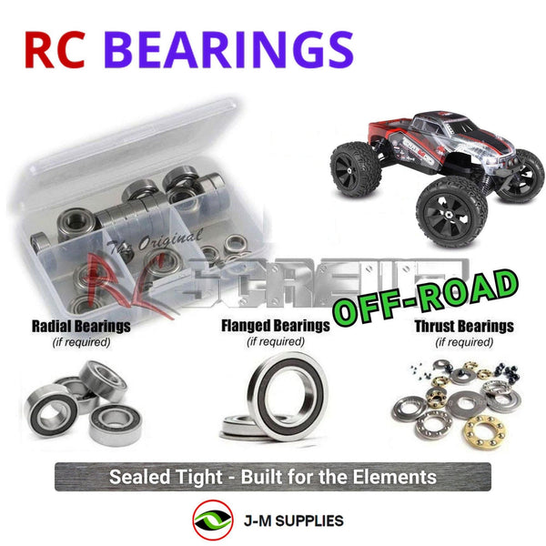 Representative image of an RCScrewZ rubber-sealed bearing kit for Redcat Terremoto V2 1/8 Brushless 4WD MT (RERTERREMOTO-V2-RED); exact bearing sizes and quantities vary by RC model.