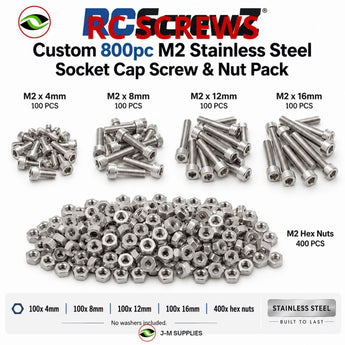 Representative image of an RCScrewZ stainless steel screw kit for ; exact kit contents vary by RC model.