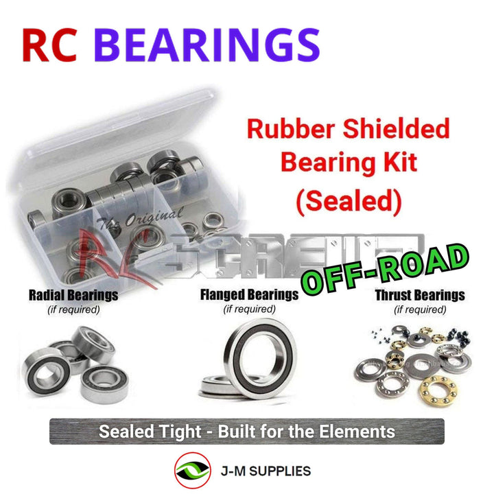 Representative image of an RCScrewZ rubber-sealed bearing kit for Traxxas Desert Prerunner 1/18 Electric 4WD Racing Truck (76064-5); exact bearing sizes and quantities vary by RC model.