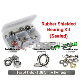 RCScrewZ rubber shielded RC bearing kit main image for off-road performance with sample bearing case and bearing types