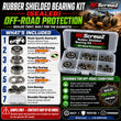 What is included in a RCScrewZ rubber shielded RC bearing kit with model-specific bearings extras and storage case
