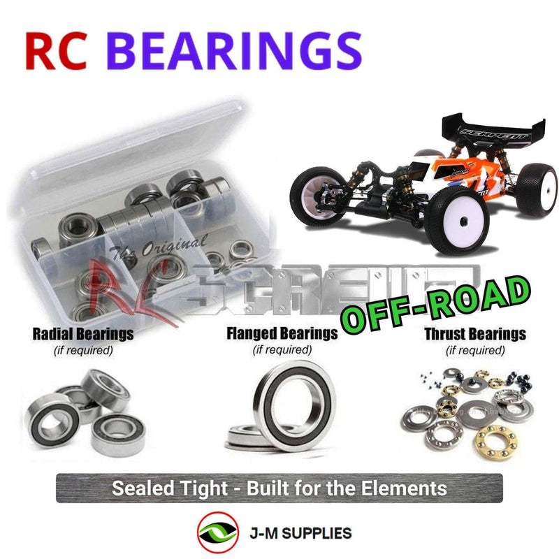 Representative image of an RCScrewZ rubber-sealed bearing kit for Serpent Spyder SDX4 EVO 1/10 Electric 4WD Buggy (500021); exact bearing sizes and quantities vary by RC model.