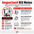 J-M SUPPLIES RC screw kit notes image explaining model-specific fitment, common hardware focus, and installation expectations.