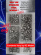 J-M SUPPLIES stainless steel RC screw kit sample case image explaining stainless steel screw benefits and that kit contents vary by RC model.