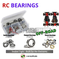 Representative image of an RCScrewZ rubber-sealed bearing kit for Tamiya TA01/TA02 1/10 Electric 4WD Touring/Rally (58096); exact bearing sizes and quantities vary by RC model.