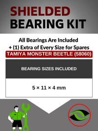 Shielded bearing kit tam131b for Tamiya Monster Beetle (58060): 5 × 11 × 4 mm bearing size included.