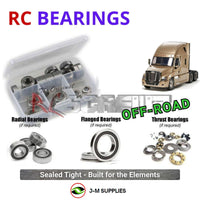 Representative image of an RCScrewZ rubber-sealed bearing kit for Tamiya Freightliner Cascadia 1/14 Electric 6x4 Truck (56340); exact bearing sizes and quantities vary by RC model.