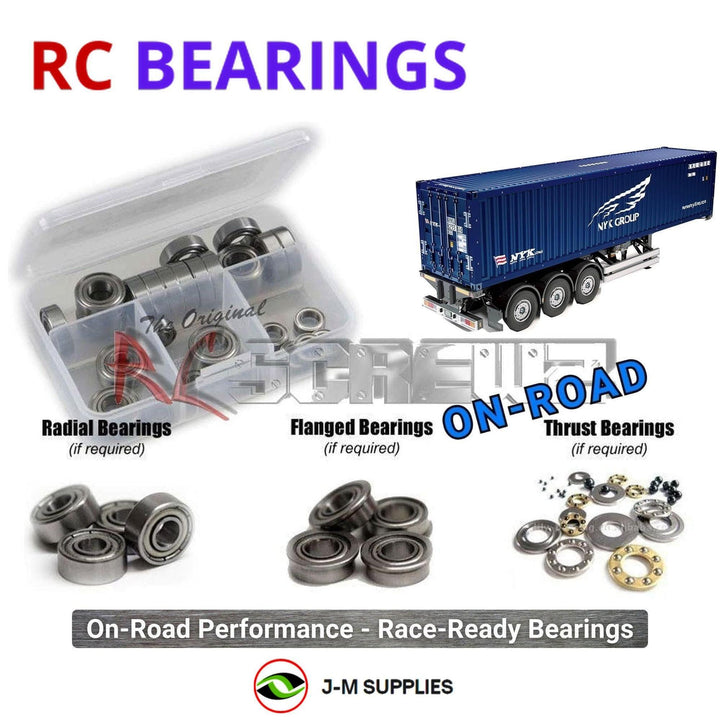 Representative image of an RCScrewZ metal-shielded bearing kit for Tamiya NYK Container 1/14 Truck Trailer (56330); exact bearing sizes and quantities vary by RC model.