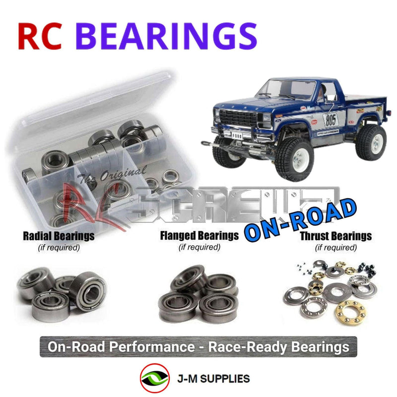 Representative image of an RCScrewZ metal-shielded bearing kit for Tamiya Ford F-150 Ranger XLT 1/10 Electric 2WD Truck (58759); exact bearing sizes and quantities vary by RC model.