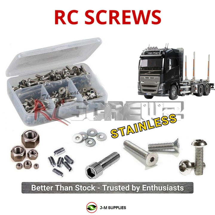 Representative image of an RCScrewZ stainless steel screw kit for Tamiya Volvo FH16 750 1/14 Electric 6x4 Timber Truck (56360); exact kit contents vary by RC model.