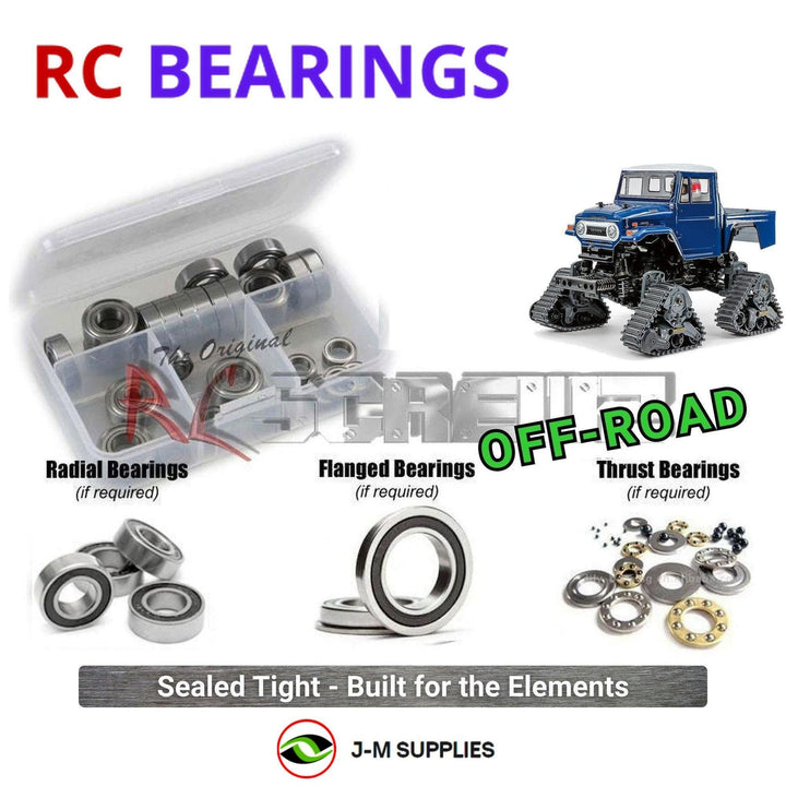 Representative image of an RCScrewZ rubber-sealed bearing kit for Tamiya Land Cruiser 40 GF-01FT 1/12 Electric 4WD (58704); exact bearing sizes and quantities vary by RC model.
