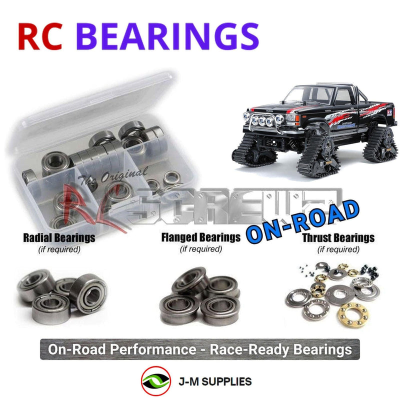 Representative image of an RCScrewZ metal-shielded bearing kit for Tamiya Landfreeder Quadtrack TT-02FT 1/10 Electric 4WD (58690); exact bearing sizes and quantities vary by RC model.