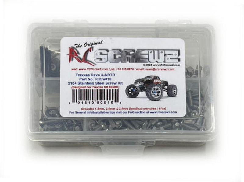 RCScrewZ Stainless Steel Screw Kit tra015 for Traxxas Revo 3.3 1/10 Nitro 4WD Monster Truck (53097, 53097-3) | SET