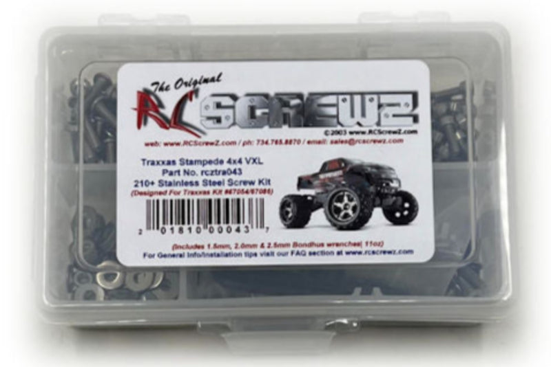 RCScrewZ Stainless Steel Screw Kit tra043 for Traxxas Stampede 4X4 VXL RTR 1/10 Electric 4WD Monster Truck (67054, 67086) | SET