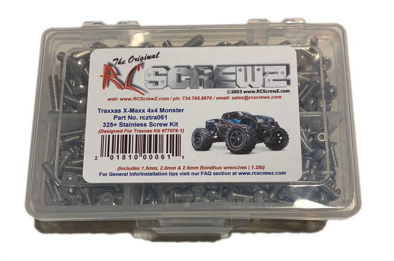 RCScrewZ Stainless Steel Screw Kit tra061 for Traxxas X-Maxx 4X4 TSM 2015 1/5 Electric 4WD Monster Truck (77076-4) | SET