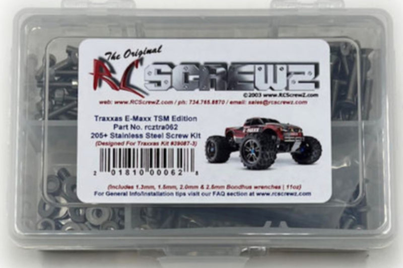 RCScrewZ Stainless Steel Screw Kit tra062 for Traxxas E-Maxx TSM Edition 1/10 Electric 4WD Monster Truck (39087-3) | SET
