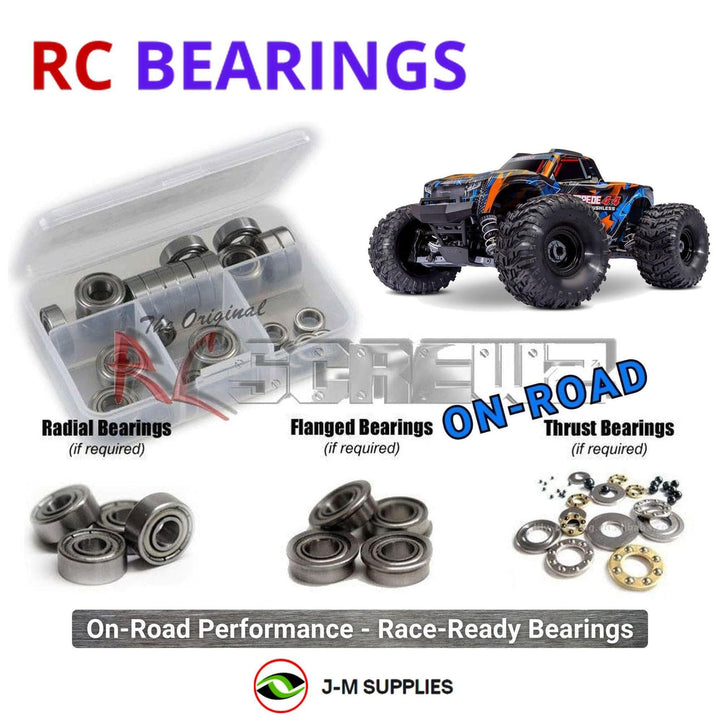 Representative image of an RCScrewZ metal-shielded bearing kit for Traxxas Stampede 4X4 Brushless 1/10 4WD MT (67454-4); exact bearing sizes and quantities vary by RC model.