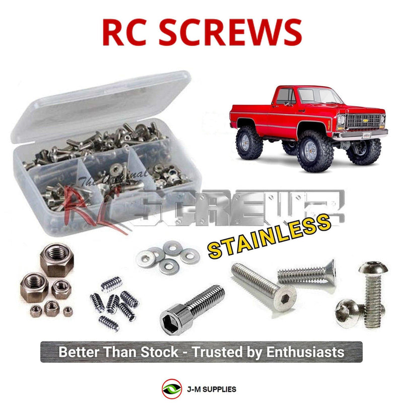 Representative image of an RCScrewZ stainless steel screw kit for Traxxas TRX-4 1979 Chevrolet K10 1/10 4WD Crawler (92154-4); exact kit contents vary by RC model.