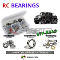 Representative image of an RCScrewZ rubber-sealed bearing kit for Traxxas TRX-6 G 63 AMG 6x6 1/10 Electric 6WD (88296-4); exact bearing sizes and quantities vary by RC model.