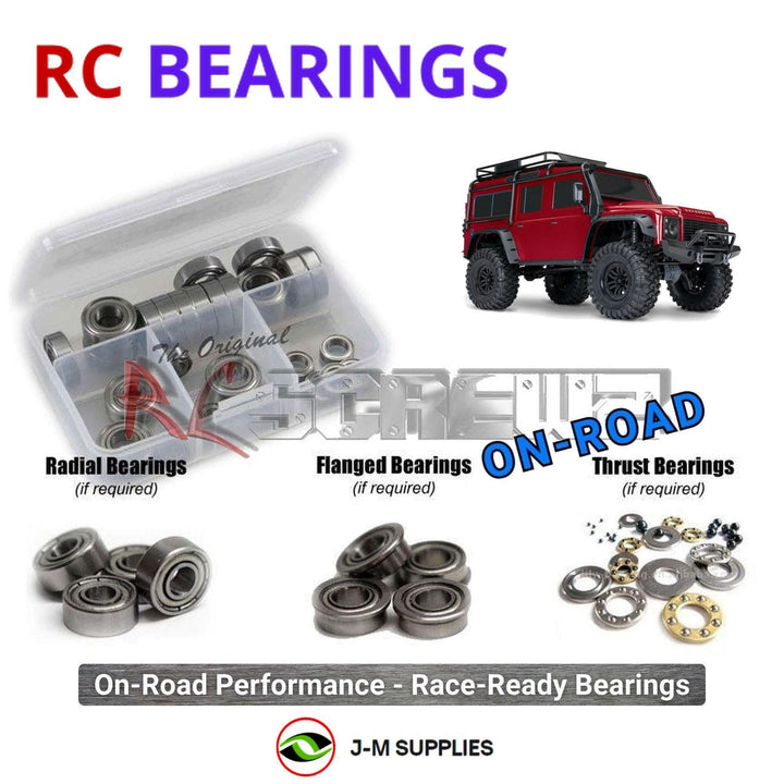 Representative image of an RCScrewZ metal-shielded bearing kit for Traxxas TRX-4 Land Rover Defender 1/10 4WD Crawler (82256-4); exact bearing sizes and quantities vary by RC model.