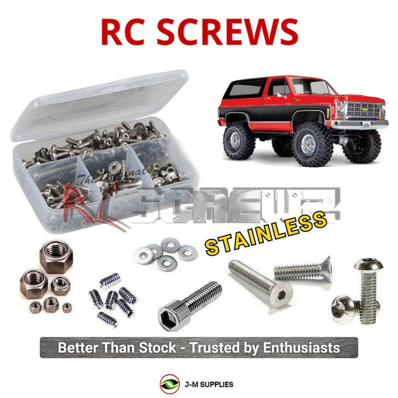 Representative image of an RCScrewZ stainless steel screw kit for Traxxas TRX-4 1979 Chevrolet K5 Blazer 1/10 4WD (82276-4); exact kit contents vary by RC model.