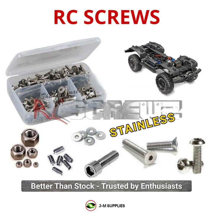 Representative image of an RCScrewZ stainless steel screw kit for Traxxas TRX-4 Crawler Kit 1/10 Electric 4WD (82216-4); exact kit contents vary by RC model.