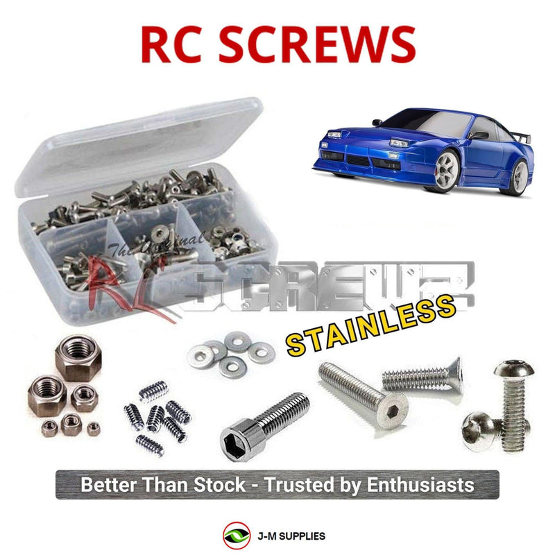 Representative image of an RCScrewZ stainless steel screw kit for Traxxas 4-Tec 2.0 Nissan 240SX 1/10 AWD (93424-4); exact kit contents vary by RC model.