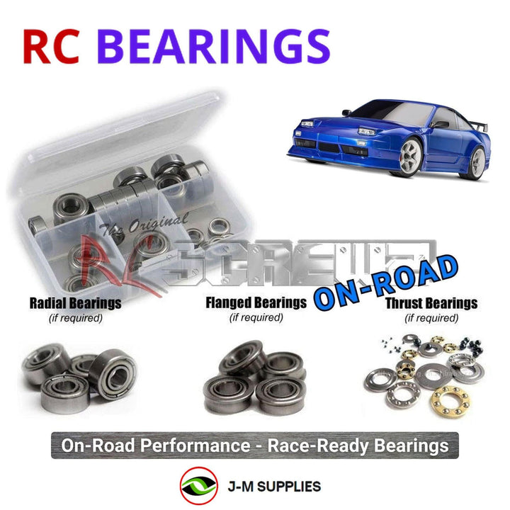Representative image of an RCScrewZ metal-shielded bearing kit for Traxxas 4-Tec 2.0 Nissan 240SX 1/10 AWD (93424-4); exact bearing sizes and quantities vary by RC model.