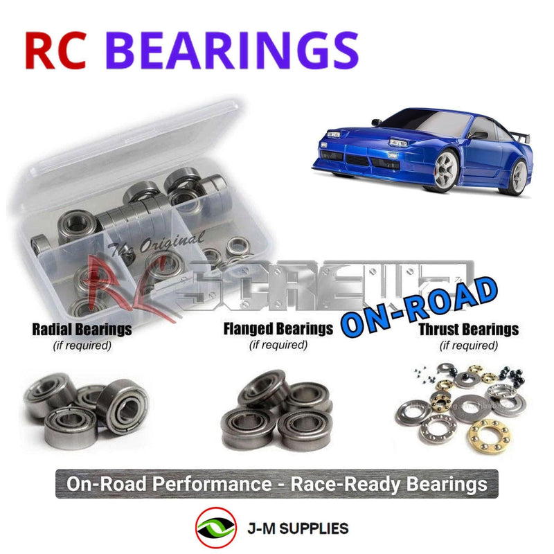 Representative image of an RCScrewZ metal-shielded bearing kit for Traxxas 4-Tec 2.0 Nissan 240SX 1/10 AWD (93424-4); exact bearing sizes and quantities vary by RC model.