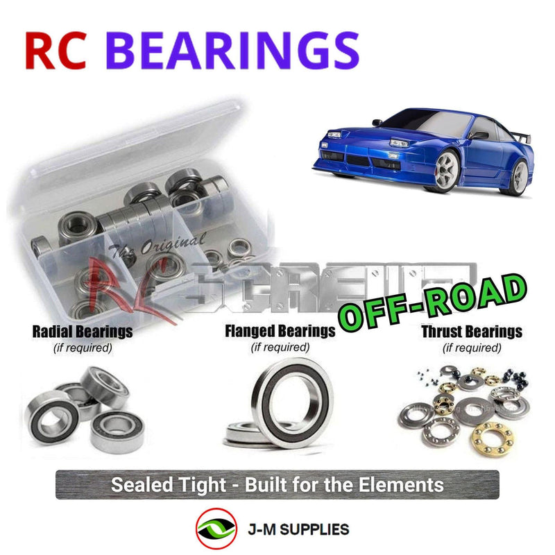 Representative image of an RCScrewZ rubber-sealed bearing kit for Traxxas 4-Tec 2.0 Nissan 240SX 1/10 AWD (93424-4); exact bearing sizes and quantities vary by RC model.
