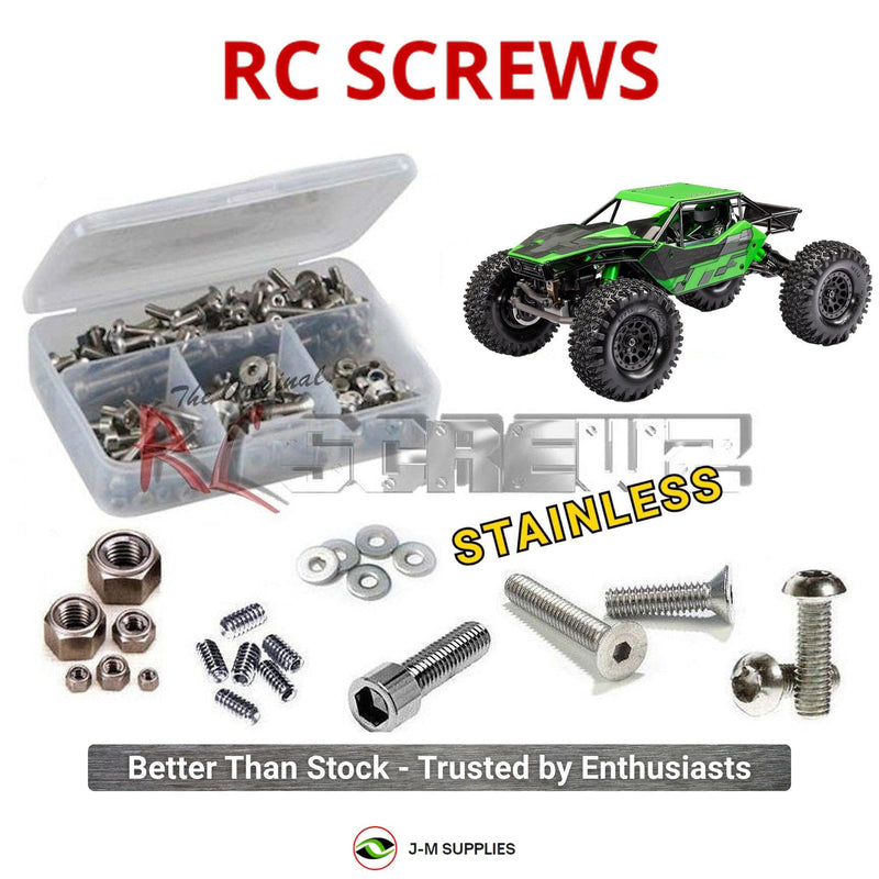 Representative image of an RCScrewZ stainless steel screw kit for Traxxas TXC-4M Extreme Crawler 1/18 3S Brushless 4WD (120074-1); exact kit contents vary by RC model.