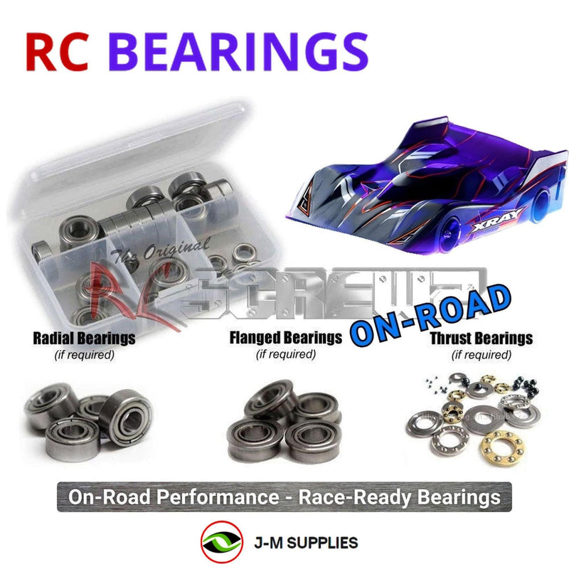Representative image of an RCScrewZ metal-shielded bearing kit for Team XRAY X12’26 1/12 Electric 2WD Pan Car (370022); exact bearing sizes and quantities vary by RC model.