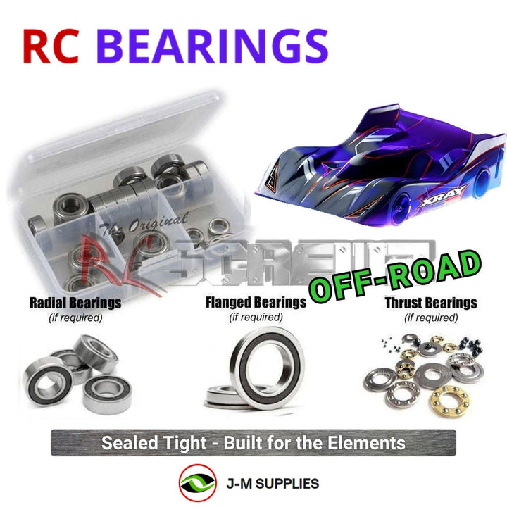 Representative image of an RCScrewZ rubber-sealed bearing kit for Team XRAY X12’26 1/12 Electric 2WD Pan Car (370022); exact bearing sizes and quantities vary by RC model.