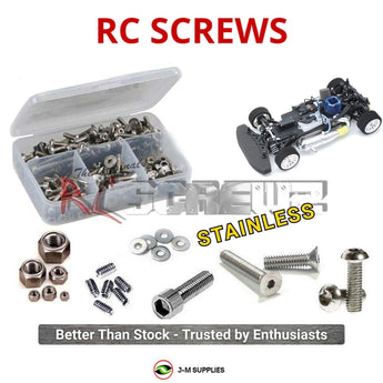 Representative image of an RCScrewZ stainless steel screw kit for Yokomo GT4-R/Pro Nitro; exact kit contents vary by RC model.