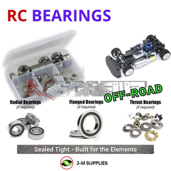Representative image of an RCScrewZ rubber-sealed bearing kit for Yokomo GT4-R/Pro Nitro; exact bearing sizes and quantities vary by RC model.